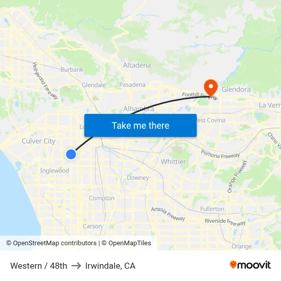 Western / 48th to Irwindale, CA map