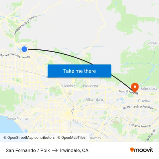 San Fernando / Polk to Irwindale, CA map