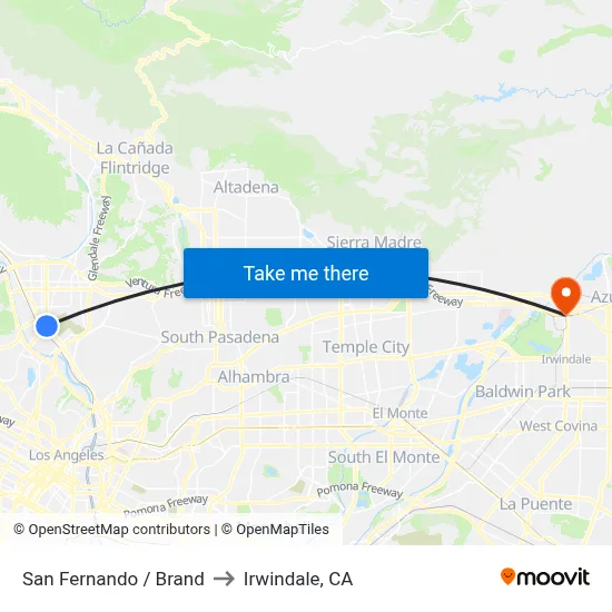 San Fernando / Brand to Irwindale, CA map