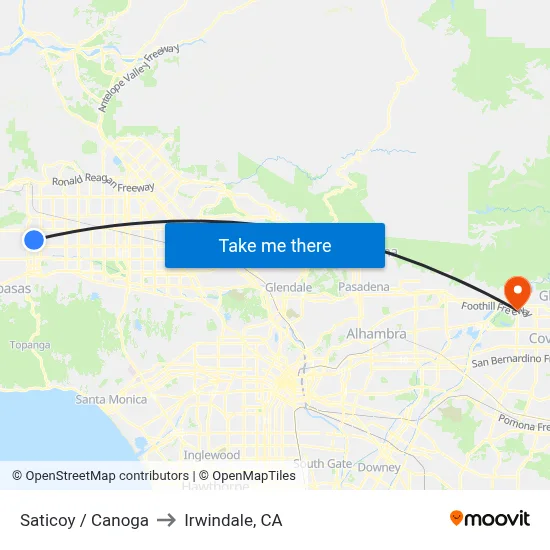 Saticoy / Canoga to Irwindale, CA map