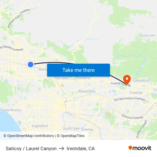 Saticoy / Laurel Canyon to Irwindale, CA map