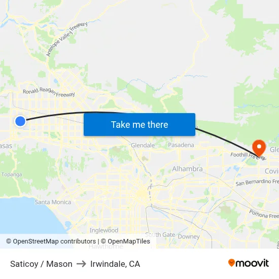Saticoy / Mason to Irwindale, CA map