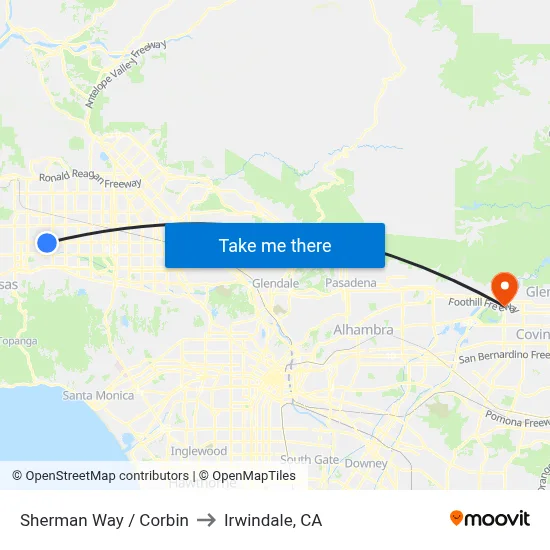 Sherman Way / Corbin to Irwindale, CA map