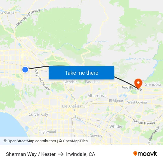 Sherman Way / Kester to Irwindale, CA map