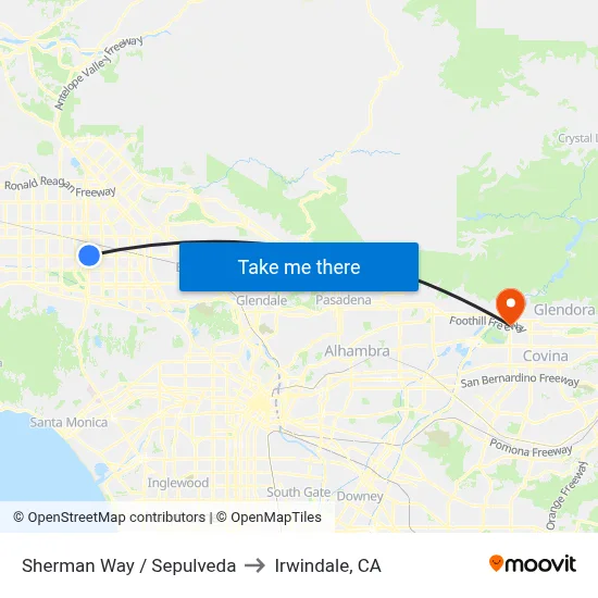 Sherman Way / Sepulveda to Irwindale, CA map