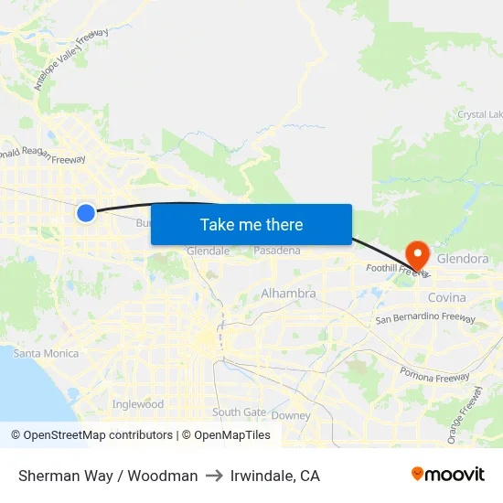 Sherman Way / Woodman to Irwindale, CA map