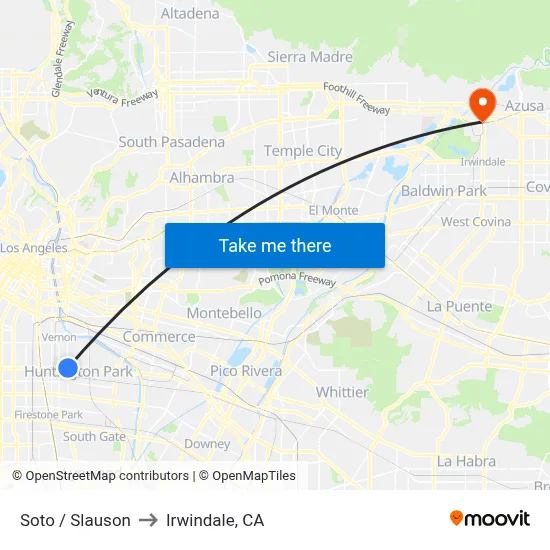 Soto / Slauson to Irwindale, CA map