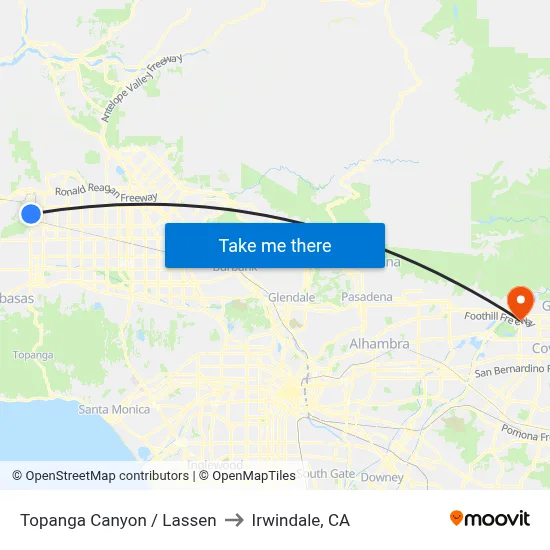 Topanga Canyon / Lassen to Irwindale, CA map