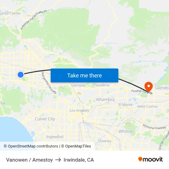 Vanowen / Amestoy to Irwindale, CA map