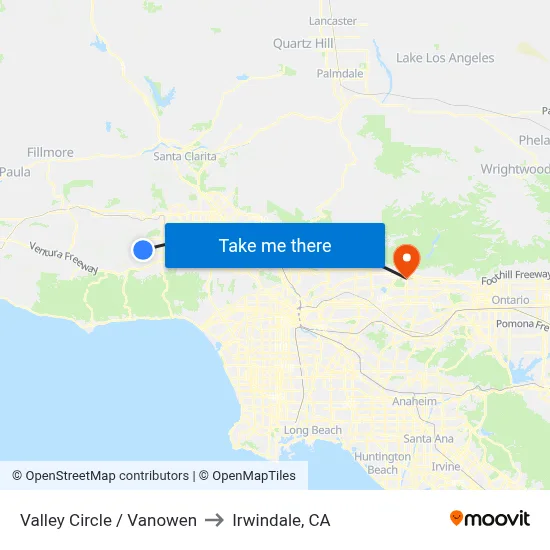 Valley Circle / Vanowen to Irwindale, CA map