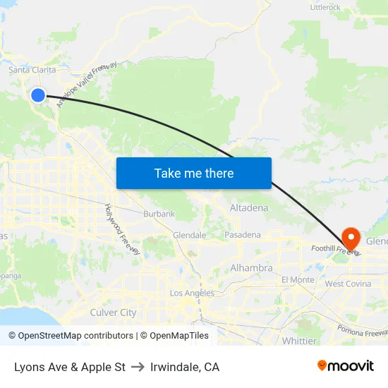 Lyons Ave & Apple St to Irwindale, CA map