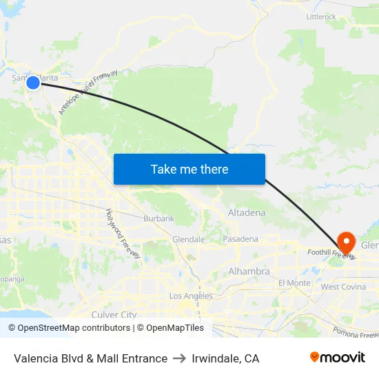 Valencia Blvd & Mall Entrance to Irwindale, CA map