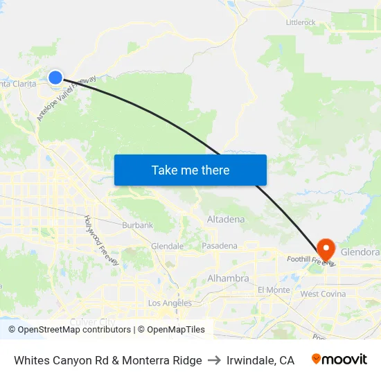 Whites Canyon Rd & Monterra Ridge to Irwindale, CA map