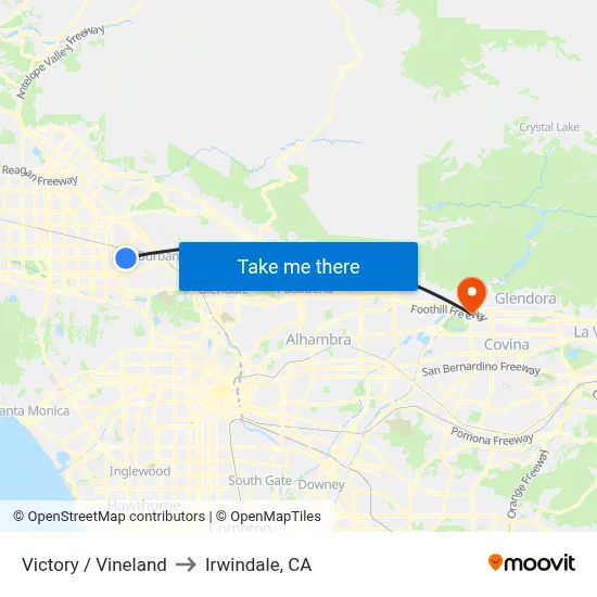Victory / Vineland to Irwindale, CA map