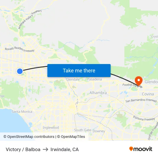 Victory / Balboa to Irwindale, CA map