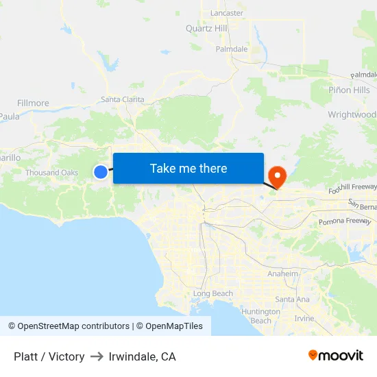 Platt / Victory to Irwindale, CA map