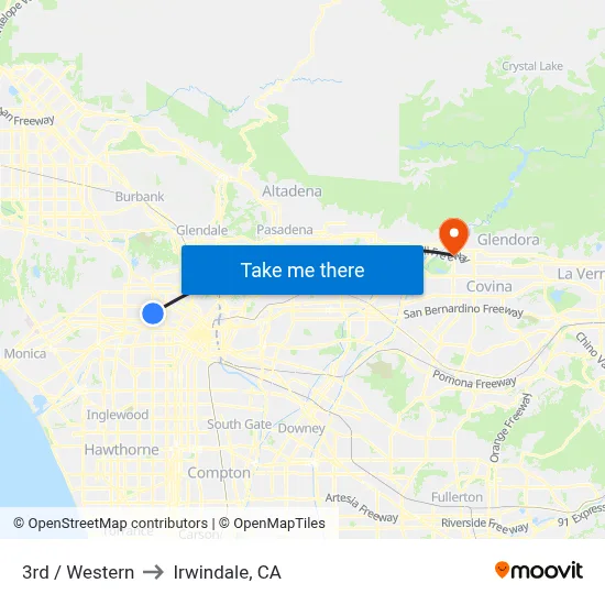 3rd / Western to Irwindale, CA map