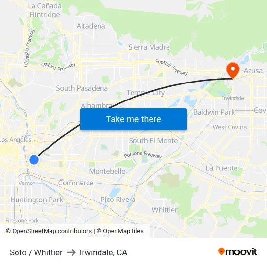 Soto / Whittier to Irwindale, CA map