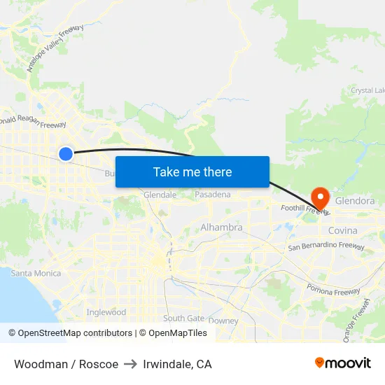 Woodman / Roscoe to Irwindale, CA map