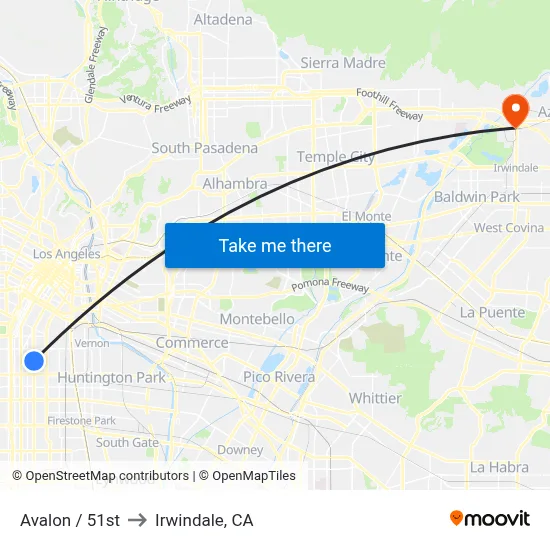 Avalon / 51st to Irwindale, CA map