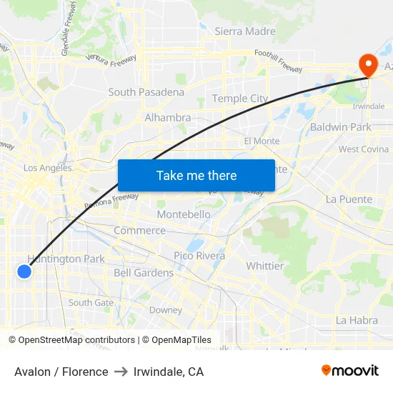 Avalon / Florence to Irwindale, CA map