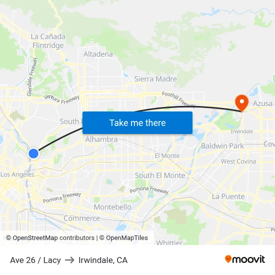 Ave 26 / Lacy to Irwindale, CA map