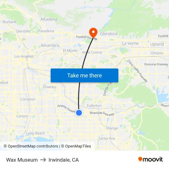 Wax Museum to Irwindale, CA map