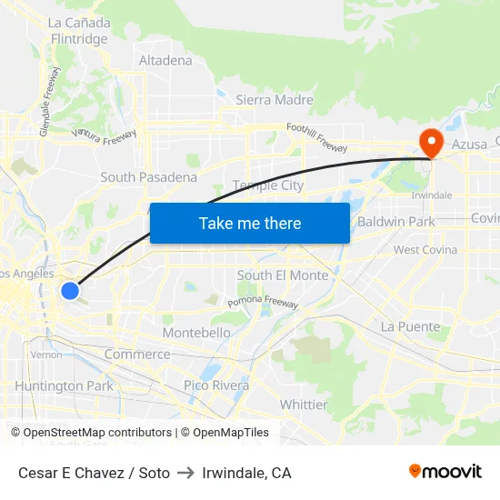 Cesar E Chavez / Soto to Irwindale, CA map
