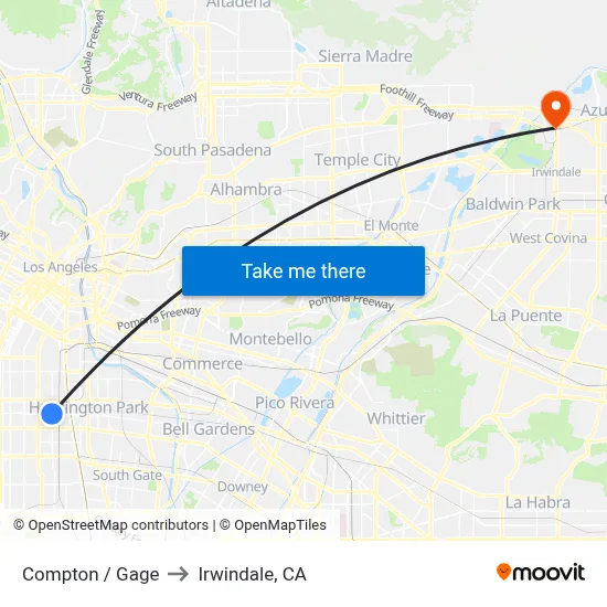 Compton / Gage to Irwindale, CA map