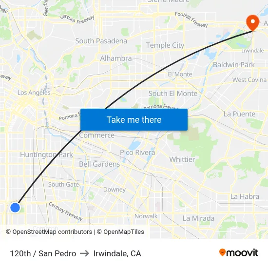 120th / San Pedro to Irwindale, CA map
