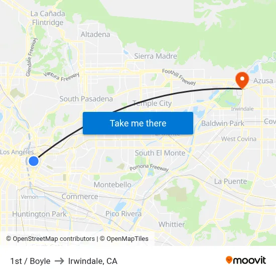 1st / Boyle to Irwindale, CA map