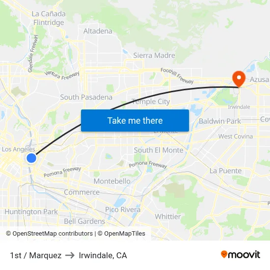 1st / Marquez to Irwindale, CA map