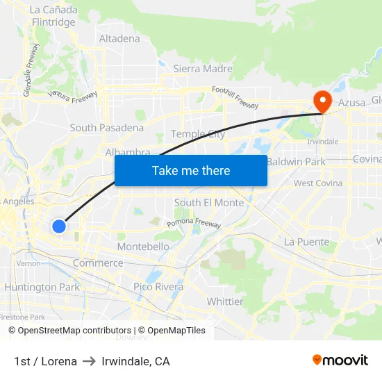 1st / Lorena to Irwindale, CA map