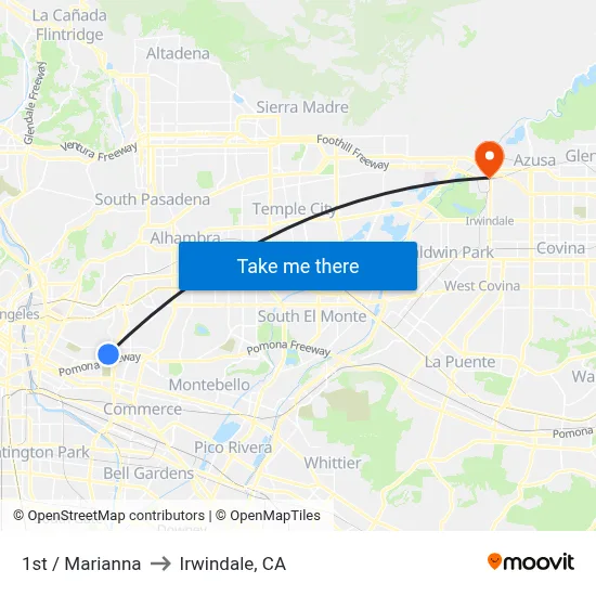 1st / Marianna to Irwindale, CA map