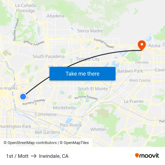 1st / Mott to Irwindale, CA map