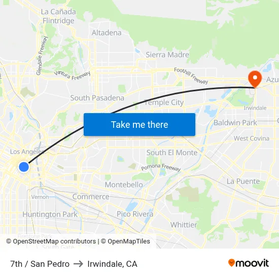 7th / San Pedro to Irwindale, CA map