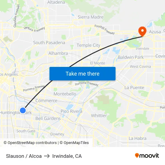 Slauson / Alcoa to Irwindale, CA map