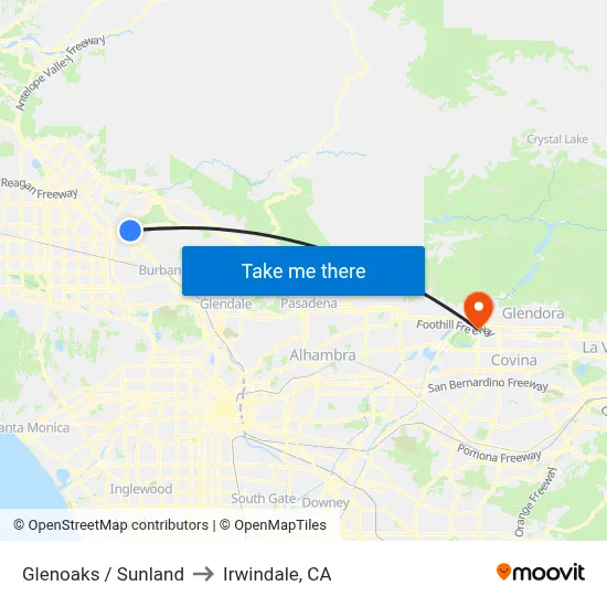 Glenoaks / Sunland to Irwindale, CA map