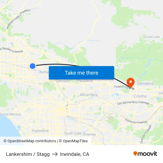 Lankershim / Stagg to Irwindale, CA map