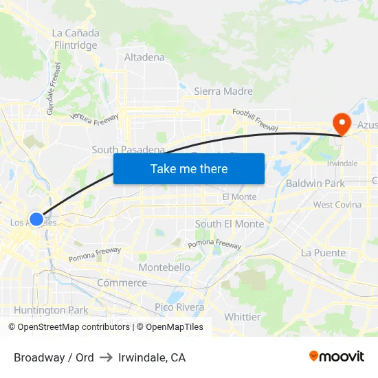 Broadway / Ord to Irwindale, CA map