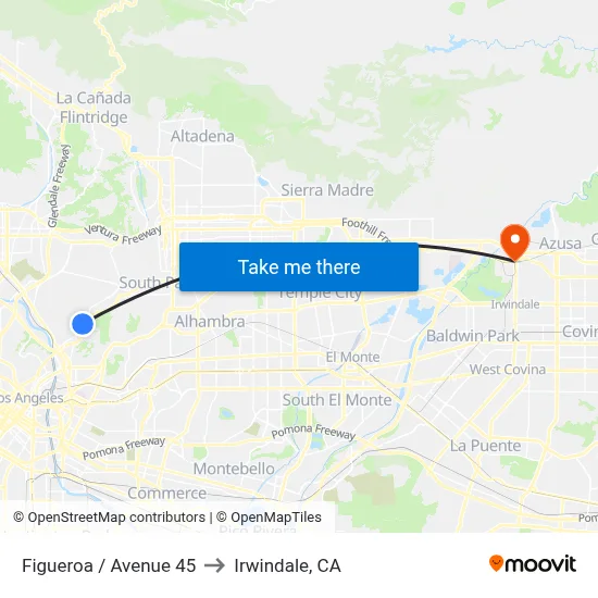 Figueroa / Avenue 45 to Irwindale, CA map