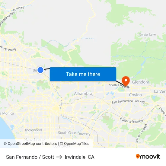San Fernando / Scott to Irwindale, CA map