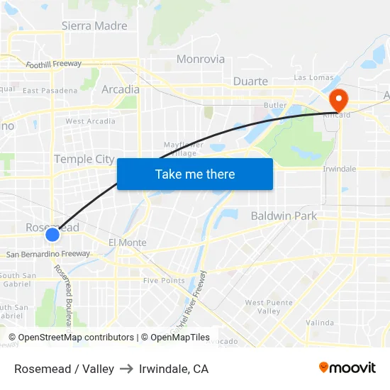 Rosemead / Valley to Irwindale, CA map