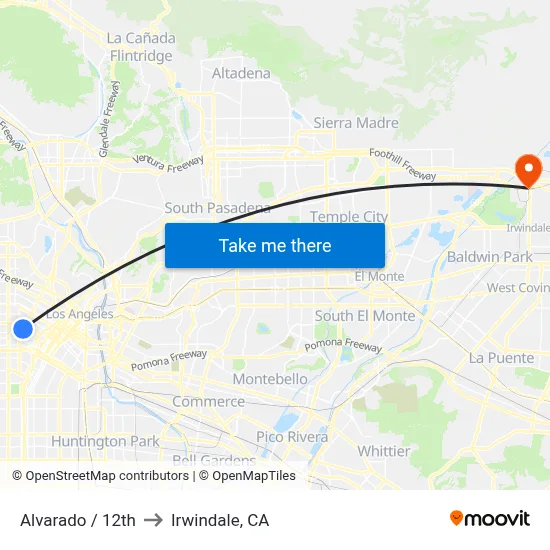 Alvarado / 12th to Irwindale, CA map