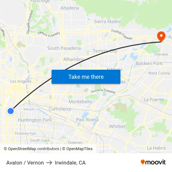 Avalon / Vernon to Irwindale, CA map