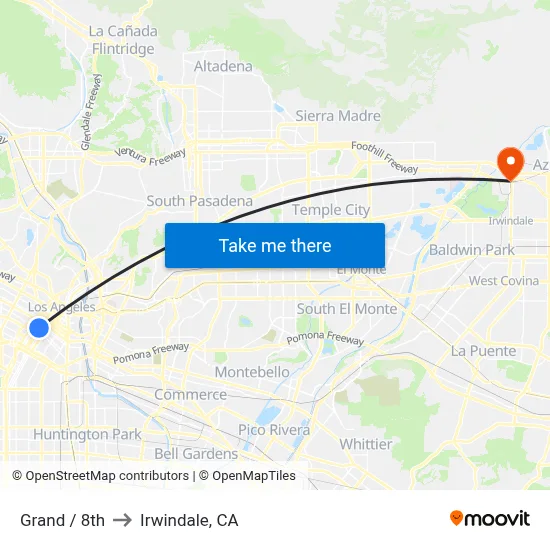 Grand / 8th to Irwindale, CA map