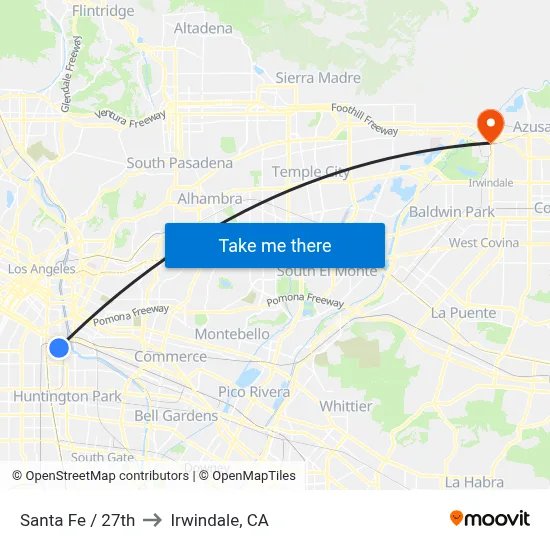 Santa Fe / 27th to Irwindale, CA map