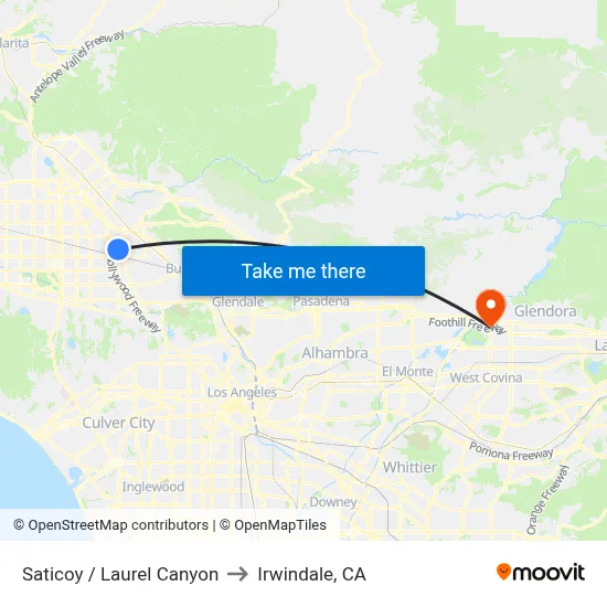 Saticoy / Laurel Canyon to Irwindale, CA map