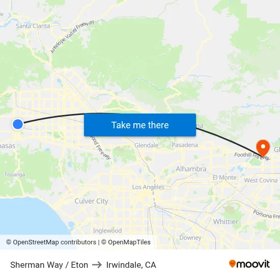Sherman Way / Eton to Irwindale, CA map