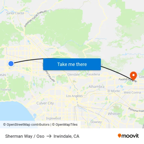 Sherman Way / Oso to Irwindale, CA map
